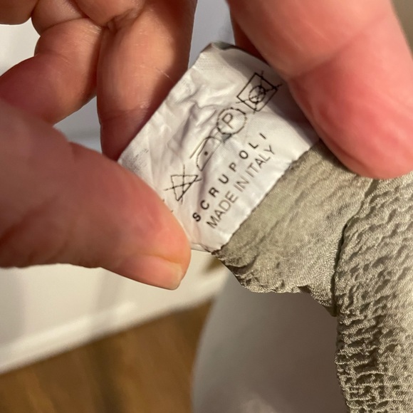 100% Silk Halter Tie Up Low Back Flowers Made in Italy Small Medium Grey Green - Picture 9 of 9